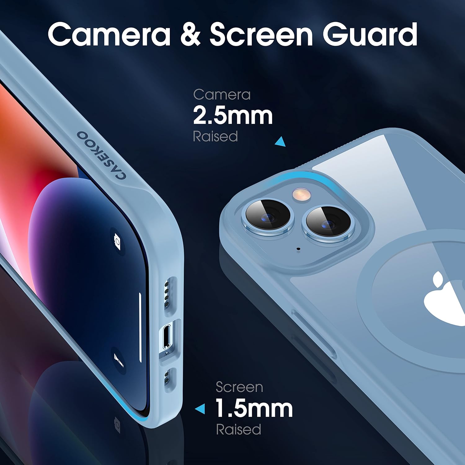 CASEKOO Magnetic for iPhone 14 Plus Case Clear - [Compatible with Mag Safe ][Military Drop Protection] [Non Yellowing] Shockproof Protective Slim 14 Plus Phone Cases Thin Cover 6.7 inch 2022 - Blue