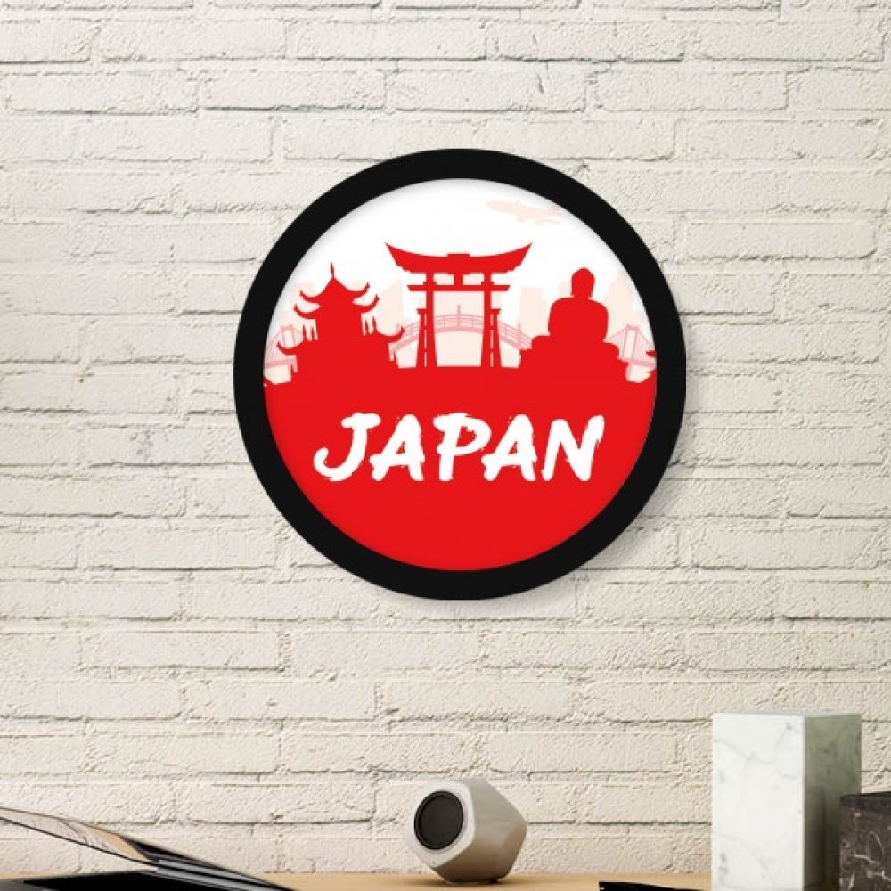 Art peinture Japon cadre photo ronde bois noir décoration murale maison