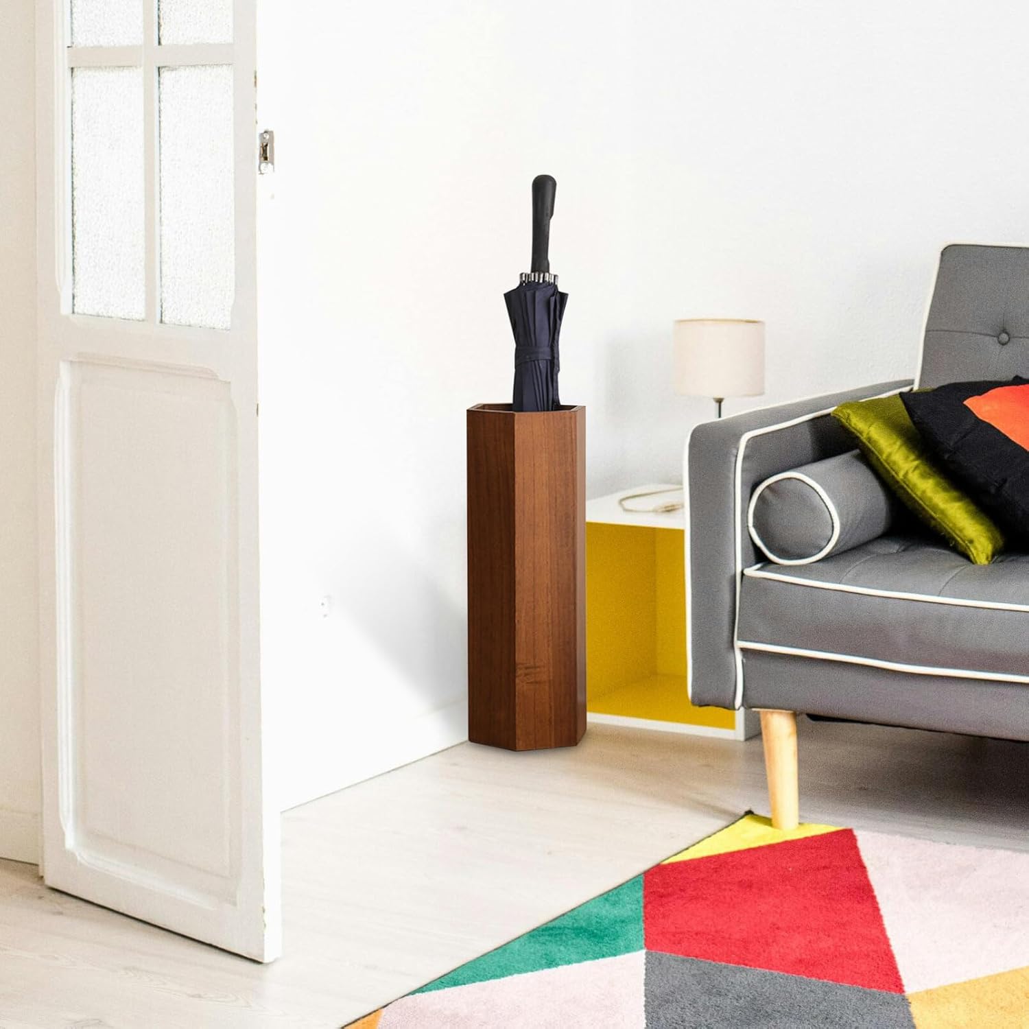 IMIKEYA Japanese Umbrella Bucket Hexagon Umbrella Bin Lobby Holder Wood Rack Cane Stand Walking Stick Holder Entryway Storage Bucket, 49.00X18.50X16.00CM