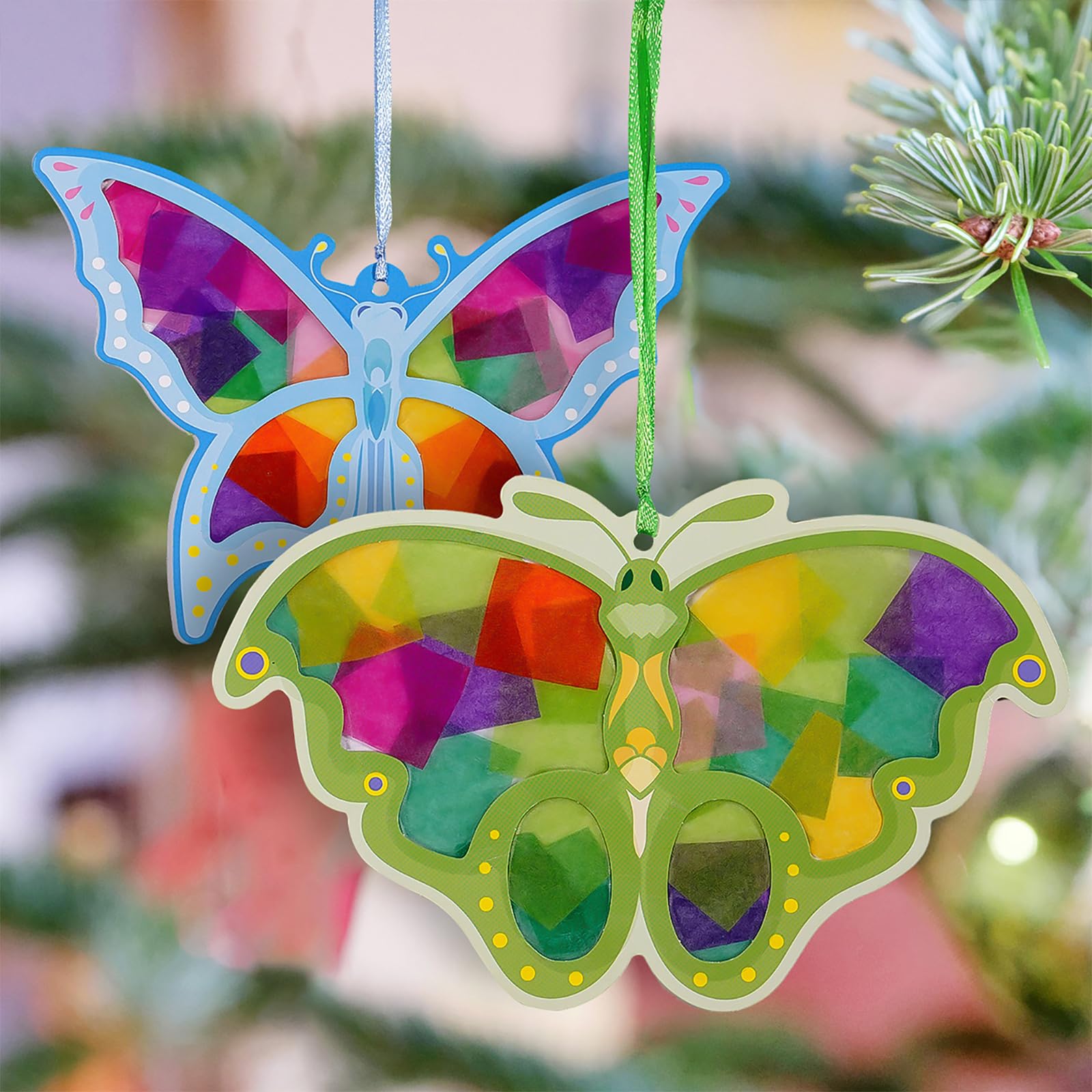 Gemejutor Decoraciones De Ventanas Manualidades Niños Primavera – 24 Mariposas Kit Manualidades DIY Decoraciones Ventanas Papel con Lámina Autoadhesiva, Manualidades Primaverales para Niños Jardín — view 6