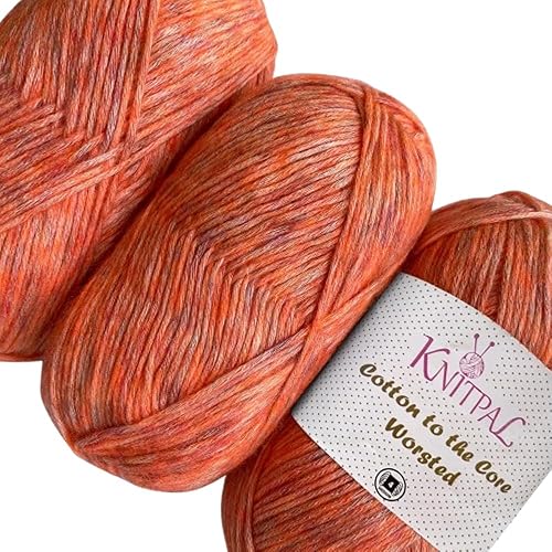 Cotton to The Core - Hilo de algodón para tejer, 3 madejas, 654 yardas10.58 oz, patrones libres, apto para principiantes, hilo de algodón suave para