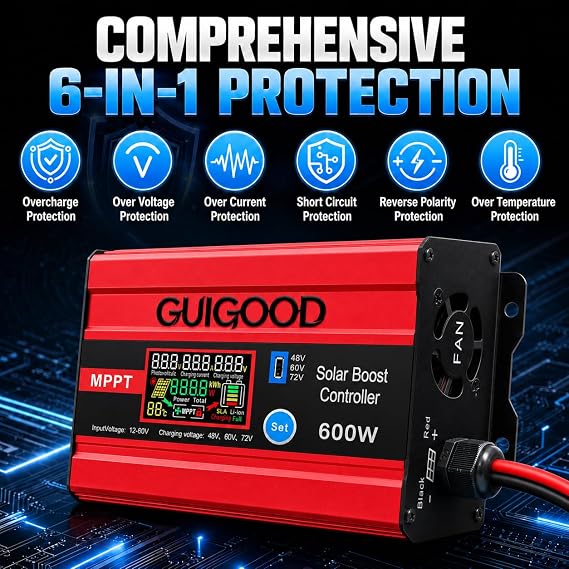15A Boost MPPT Solar Charge Controller 600W|12-60V to 48/60/72V Step-Up