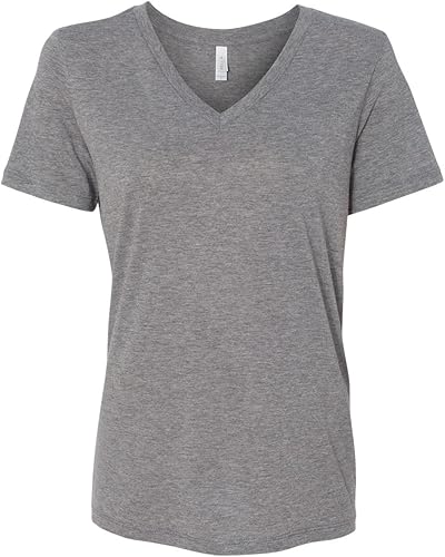 Miniatura 2 de Bella Canvas Camiseta relajada con cuello en V para mujer, triblend gris, talla M, Mezcla triple gris, Mediana