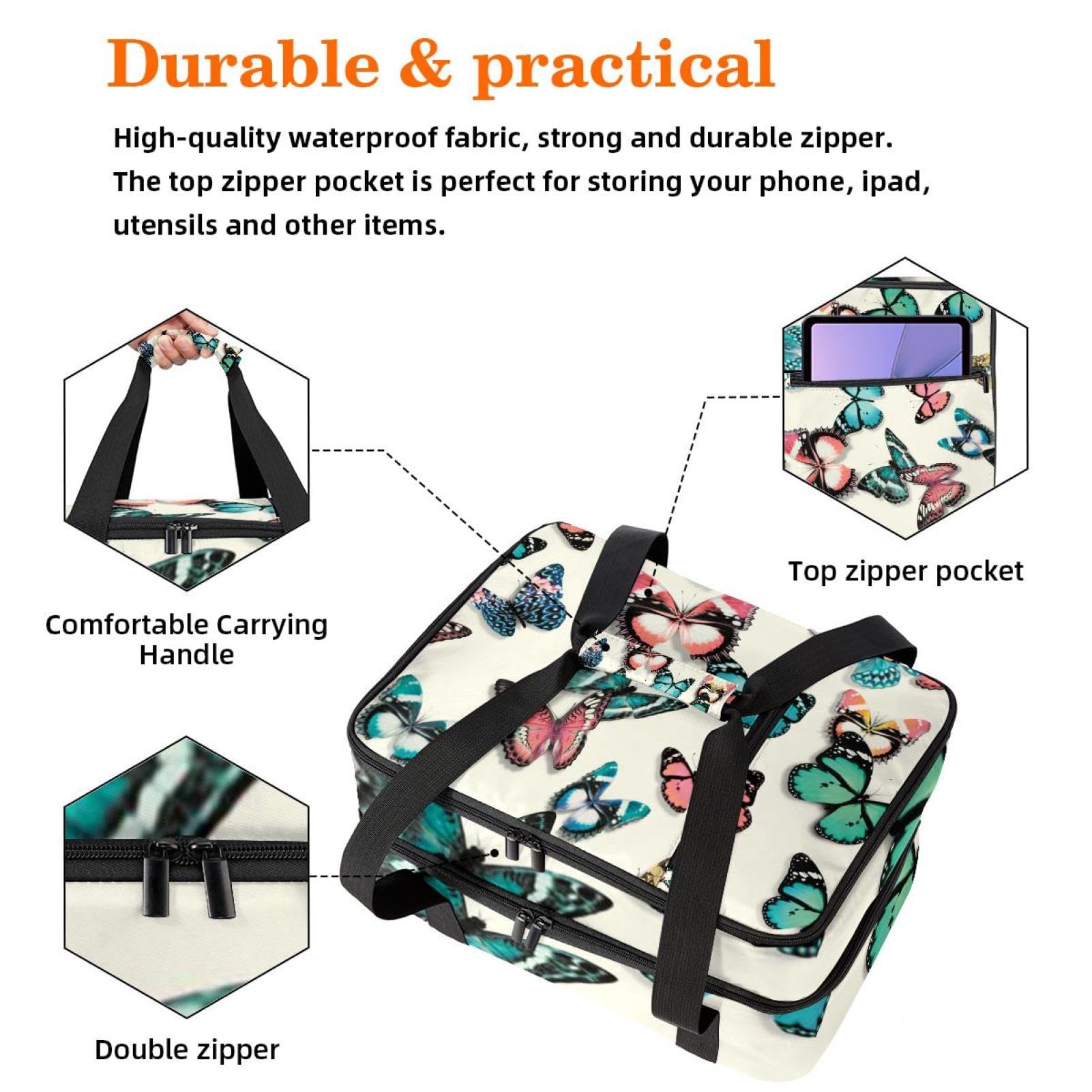 Grand sac à déjeuner isotherme pour homme et femme, double couche, étanche, étanche, réutilisable, sac fourre-tout pour le travail, l'école, le pique-nique, la plage, le camping, les voyages,
