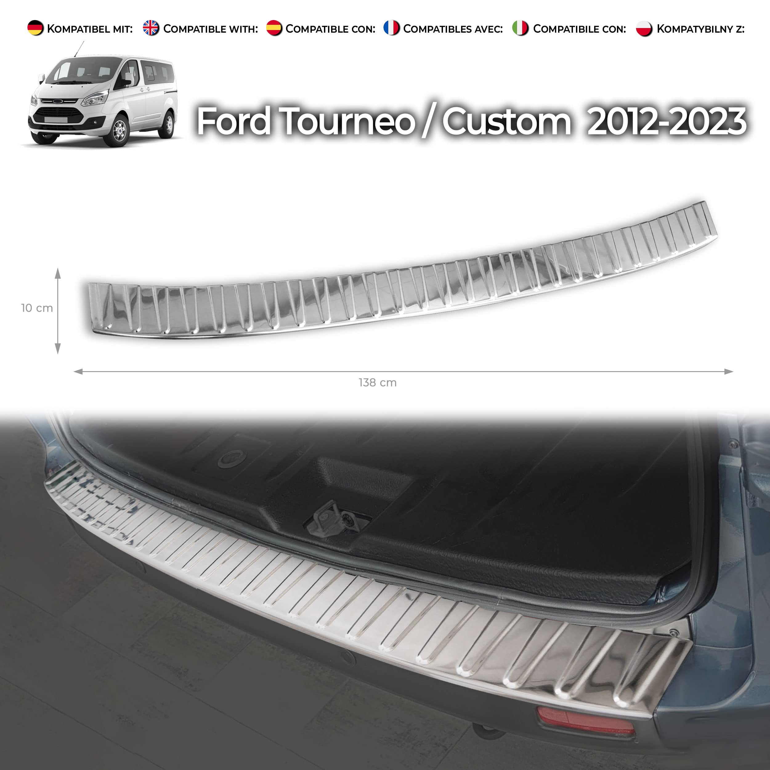 Protezione Paraurti Posteriore CHROMEMASTER Per Fiat Talento 2016-2020 – In Acciaio Inox Lucido, Antigraffio, Con Panno Incluso