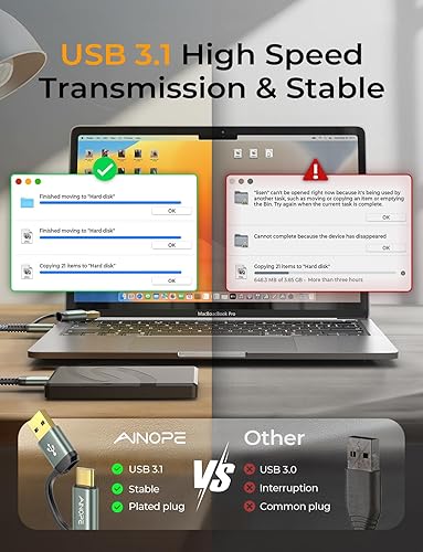 Miniatura 2 de AINOPE Cable micro 3.0, nueva actualización Cable USB AC a Micro B de 3.3 pies trenzado de nailon, cable de disco duro externo tipo AC macho a Micro