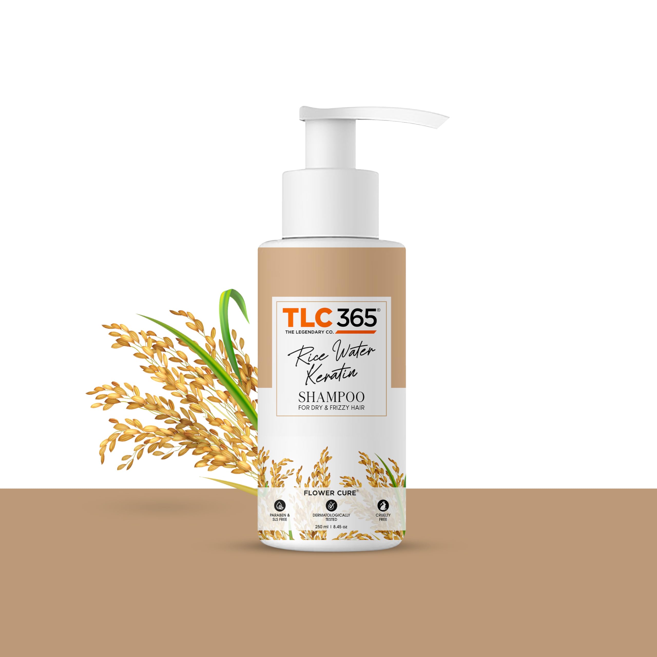 TLC365 Rice Water and Keratin Anti-Frizz Hair Shampoo, Frizz Control (250ML)