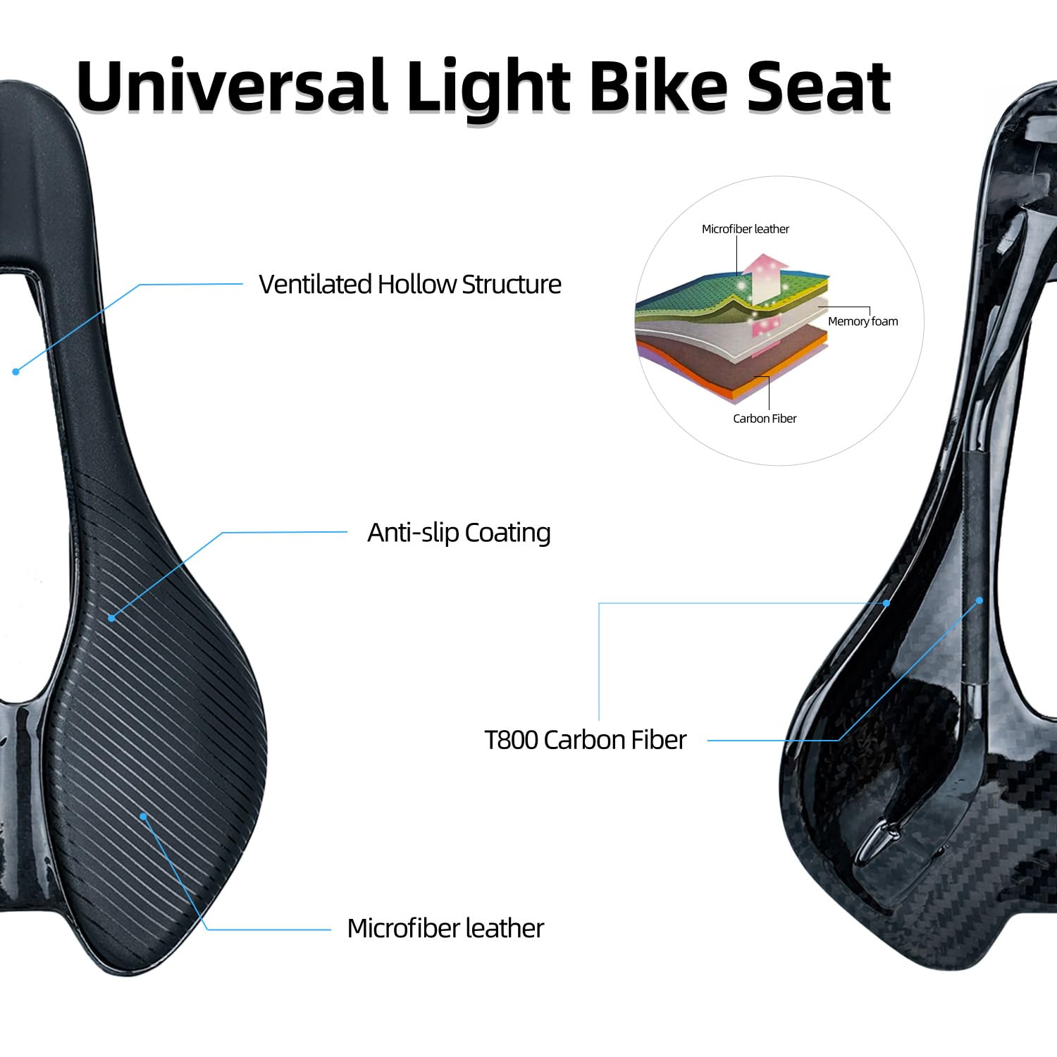 Amazon | フルカーボンバイクサドル – 軽量で快適な男性用自転車シート