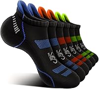 Vista 1 de KEMISANT Calcetines de correr para hombre, 6 pares, calcetines de compresión atléticos acolchados para hombres, soporte de compresión para caminar