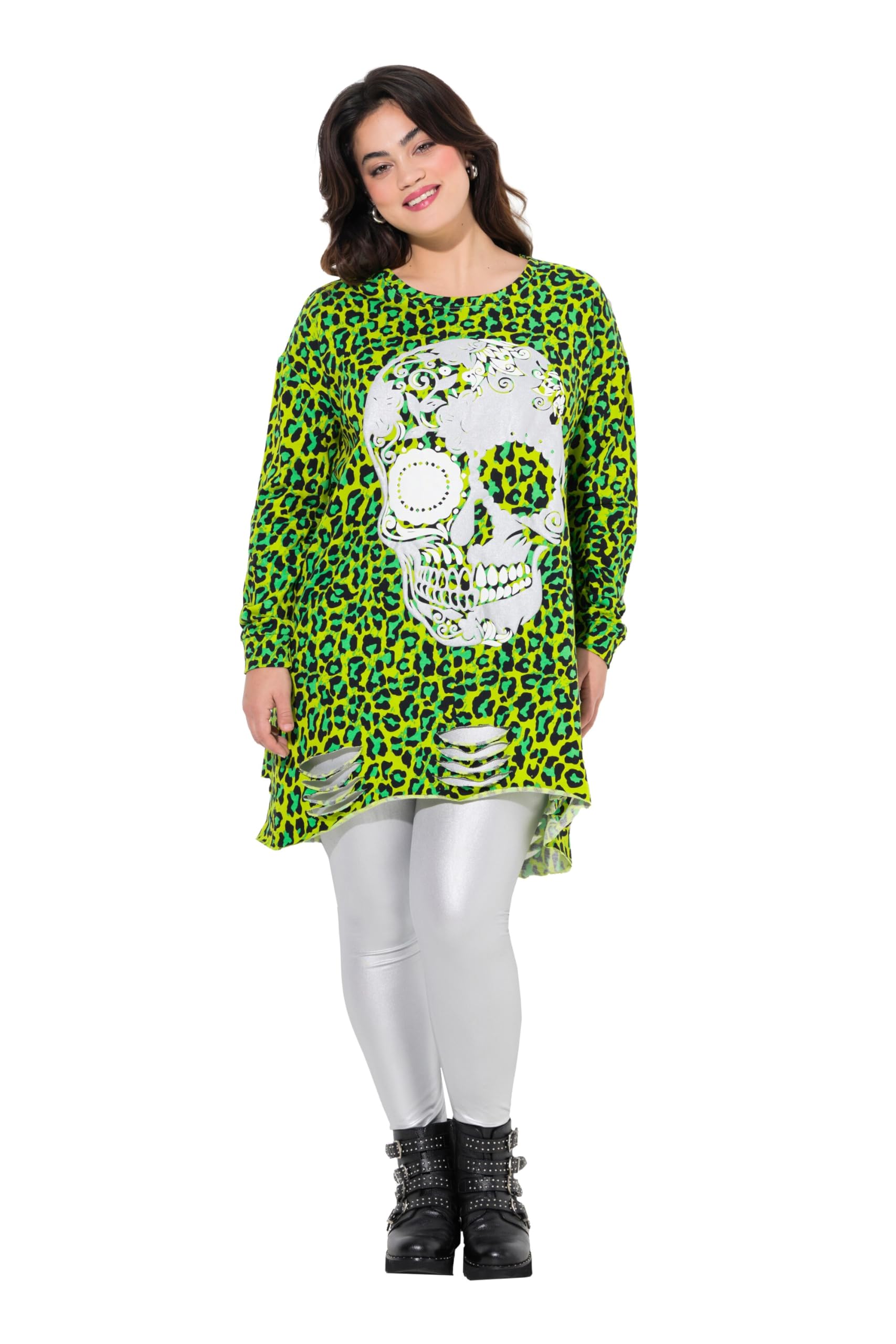 Angel of Style Damen große Größen Übergrößen Plus Size Sweatshirt, Loose Fit, Color-Leo, Totenkopf 838793