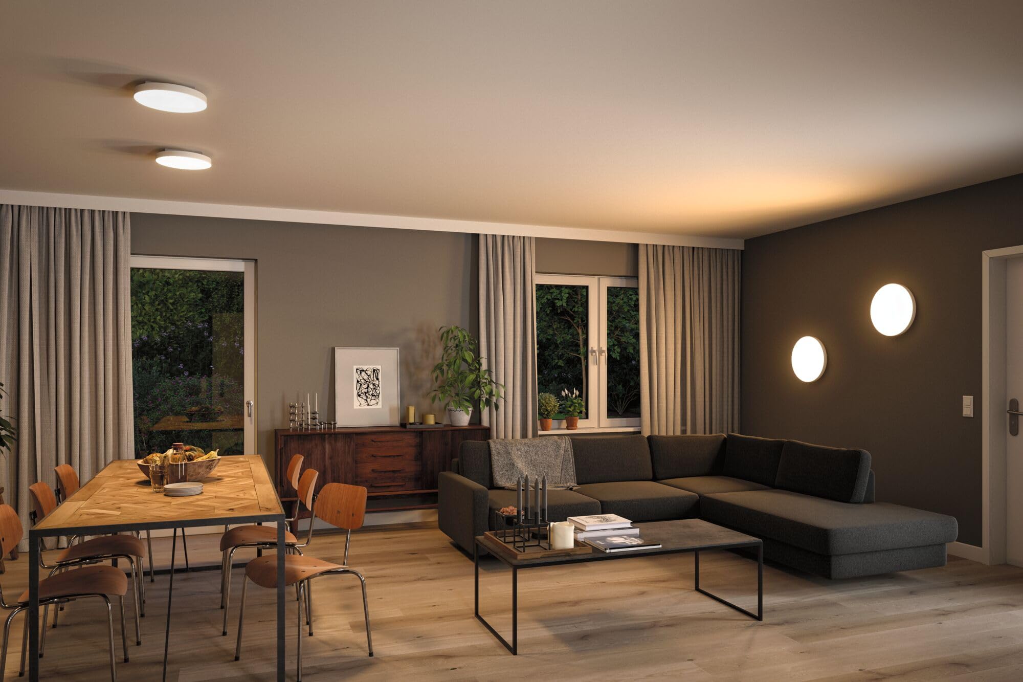 Paulmann 79899 panel LED Velora Smart Home Zigbee 600 mm okrągły, w zest. 1x16,5 W ściemniany, sterowanie kolorami RGBW, oprawa sufitowa 3000 K