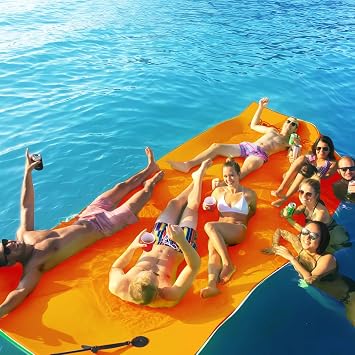 Floating Water Mat, 9 Ft Lily Pad Floating Mat, Tear-Resistant Family Water Lake Mat, 3-Layer Portable XPE Foam Mat for Adults and Pets, Used in Beach, Ocean, Pool