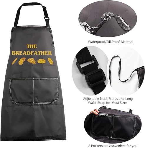 Miniatura 5 de MBMSO Delantal para hornear pan para hacer pan, delantal de panadería con bolsillos, para panadería, regalos para panadería, delantales de panadería