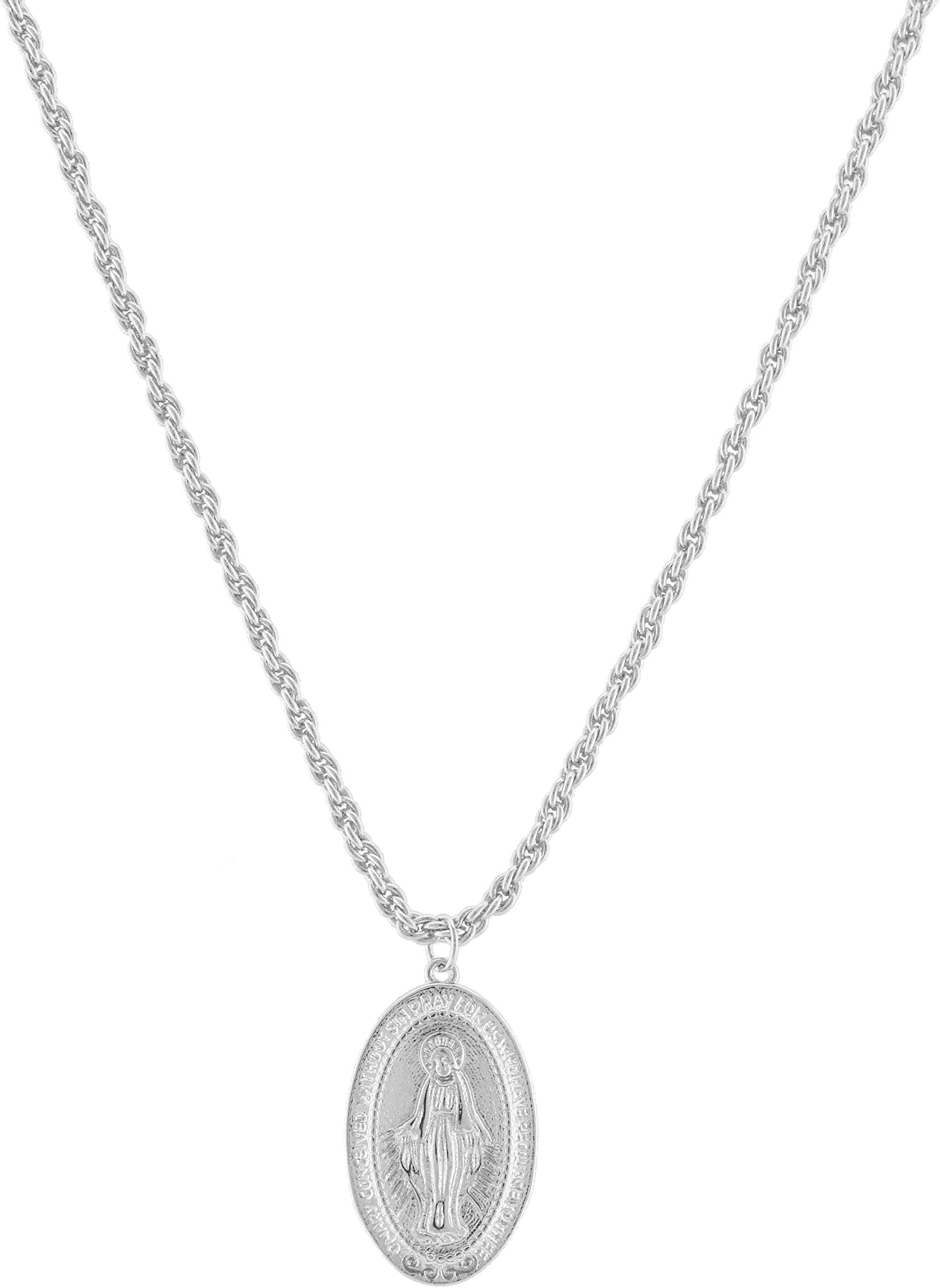Heart Made of Gold18K Gold Virgin Mary Necklace - Medallion Necklace - Miraculous Medal Coin Necklace for Women Religious Necklace