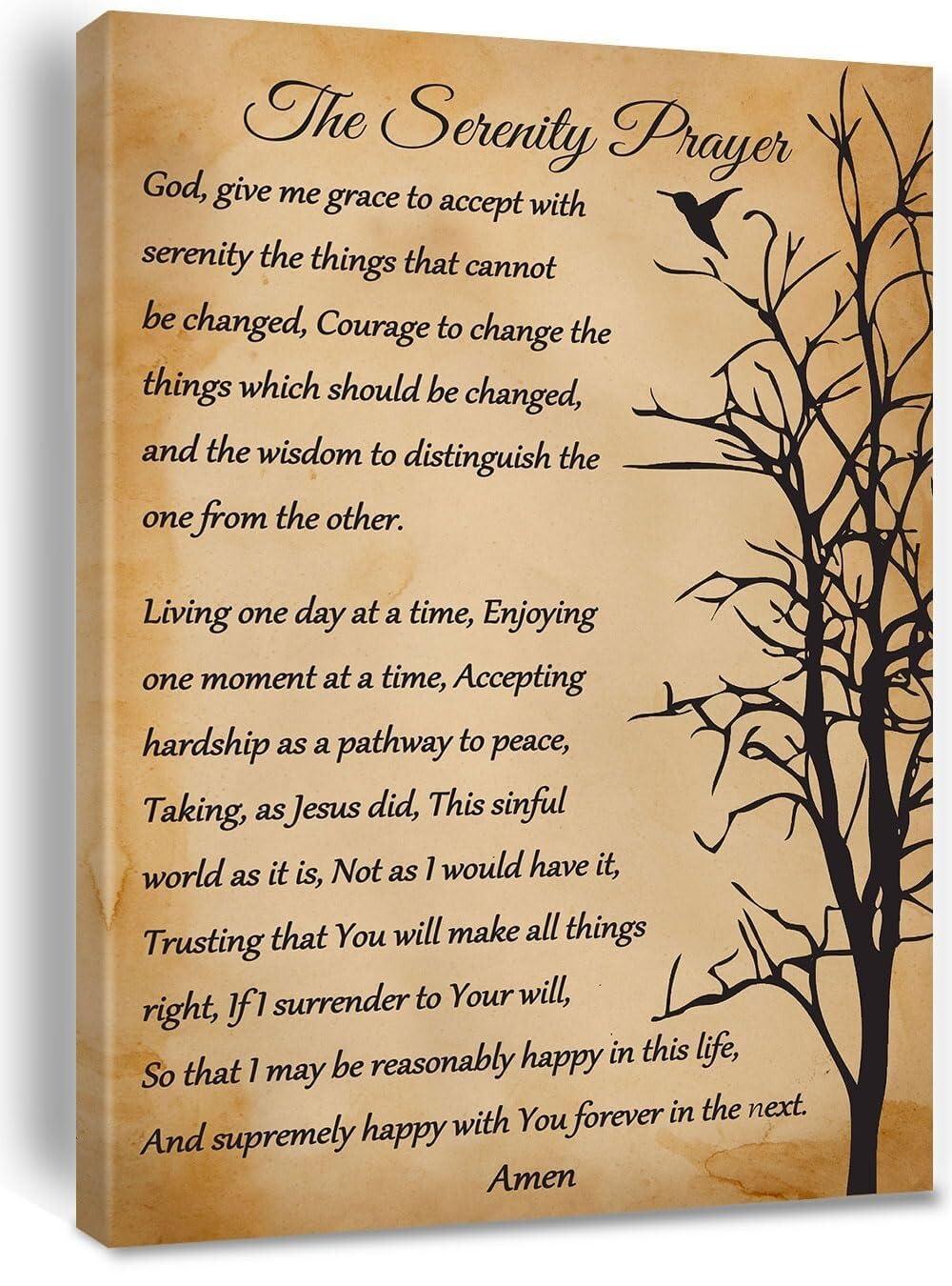BYCIFRLG Strength, Serenity & Wisdom Prayer Art - Vintage Scripture Style Canvas Print, Faith-Based Wall Decor for a Calm Home or Office Atmosphere(Framed,16x24inch(40x60cm))