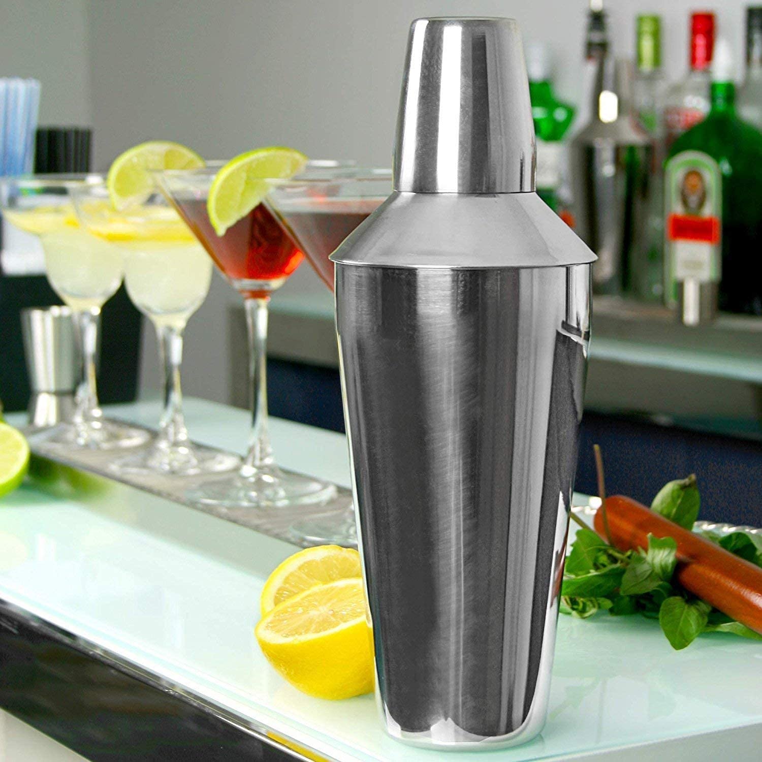 Steelish Stainless Steel Cocktail Shaker with Strainer | Wine Shaker | Mocktail Juices Mixing | Serving Wine | Bar Shaker (500 ml) - Image 6 thumbnail