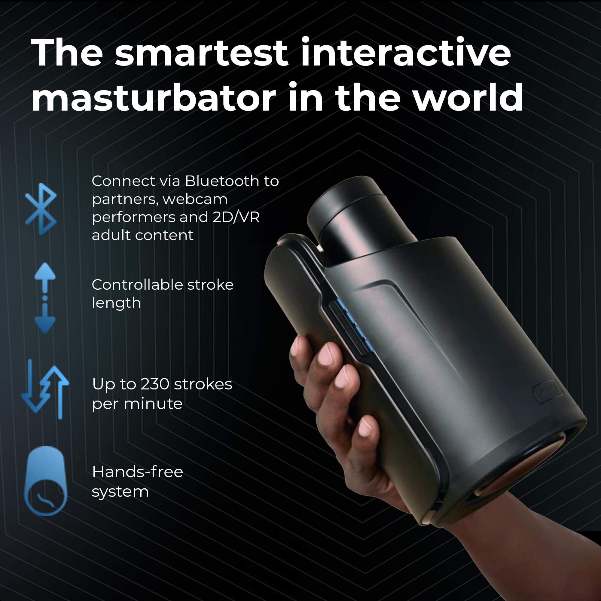 KIIROO KEON Masturbatore Automatico Maschile per Sleeve – Controllo Interattivo tramite FeelMe AI – Fino a 230 Movimenti al Minuto – Compatibile Wi-Fi – Utilizzo a Mani Libere – Senza Sleeve