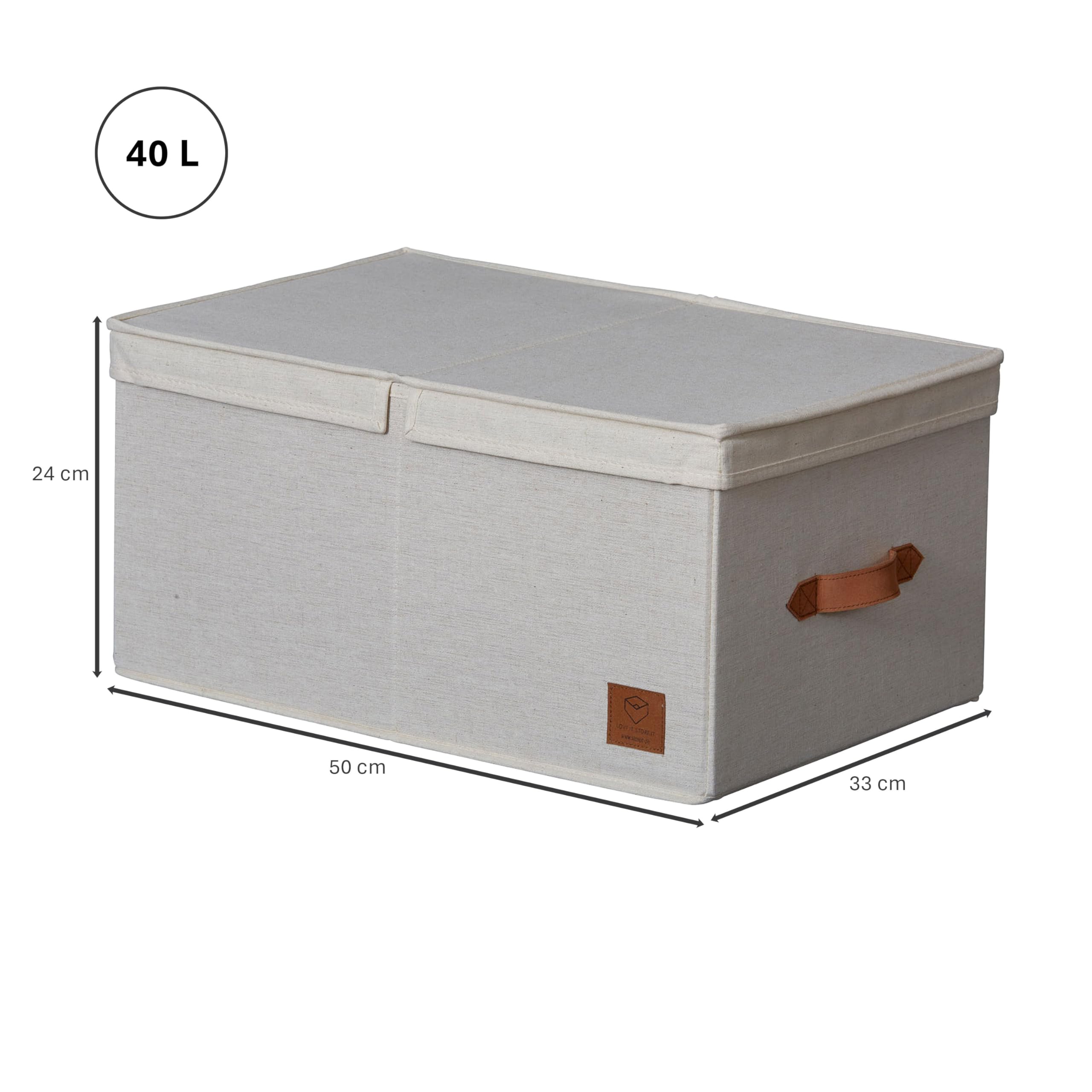 Love IT Store IT Pouf avec Espace De Rangement Premium - en Lin Pliable - Renforcement Bois