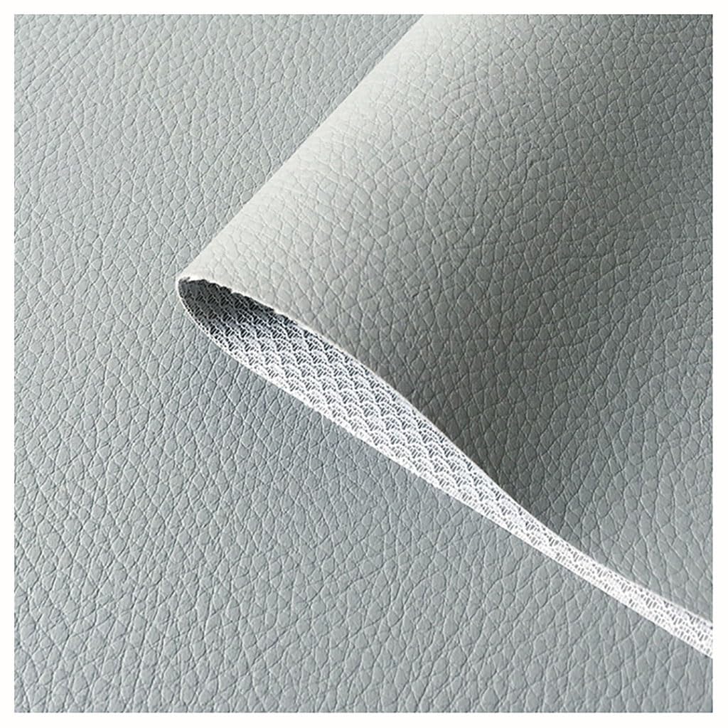 Tejido de imitación de cuero, La tela de piel sintética cubre tamaños múltiples multicolores 1,6 m for tapicería sillas(Light Grey,1.6X5m)