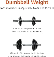 Vista 2 de Yaxa Basics - Juego de mancuernas ajustables con estuche, 17,2 lbs, color negro