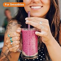 Vista 4 de uxcell 4 popotes de metal reutilizables, pajitas de acero inoxidable de 9.5 pulgadas para batido, té de burbujas, bebida fría