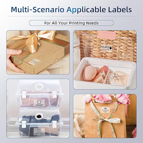 Miniatura 6 de Phomemo Papel de etiqueta térmica transparente, 1.57 x 1.18 pulgadas, 230 etiquetasrollo, redondo, multiusos, transparente