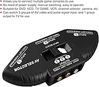 Vista 9 de Splitter Audio 3 en 1 Salida Audio Video Splitter Selector negro con cable AV para DVD VCD VCR (negro)