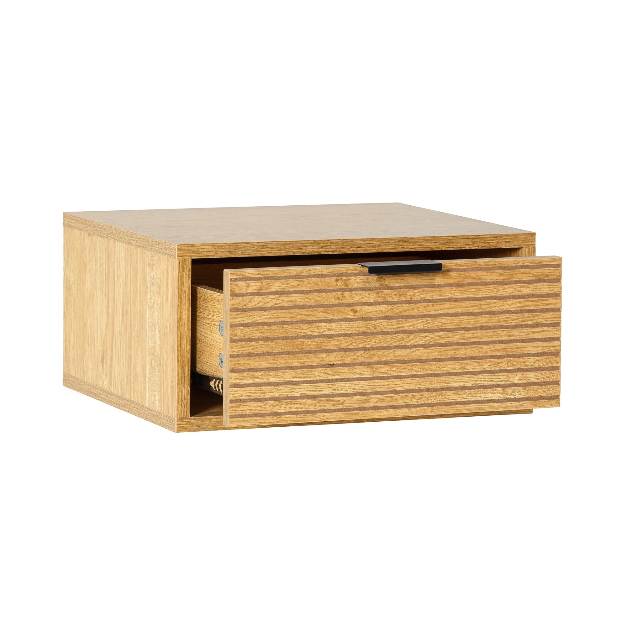 HOMN LIVING Juego 2 mesitas de Noche Flotante Mónica 1 cajón Color Roble, 40 cm (Ancho) 35 cm (Profundo) 19 cm (Altura)