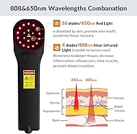 Vista 2 de Dispositivo de terapia de luz roja, 4x808nm+16x650nm, terapia de luz roja infrarroja para alivio del dolor corporal, rodilla, pies, espalda, pierna