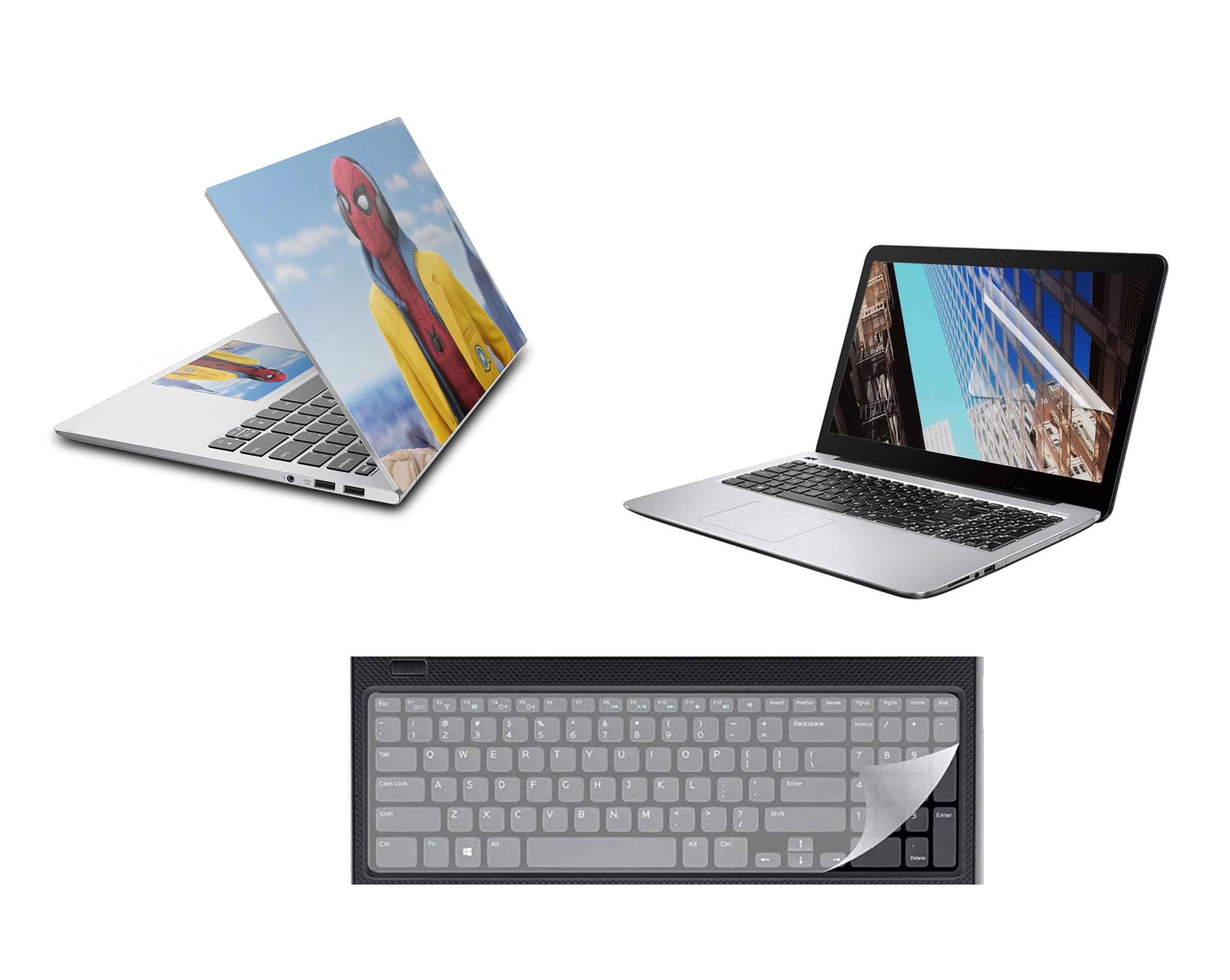 Ecomaholics4 in 1 Laptop Accessories combo - Laptop screen protector screenguard, Laptop skin, touchpad protector, Silicon keyboard cover - Laptop compete protection Kit - D45