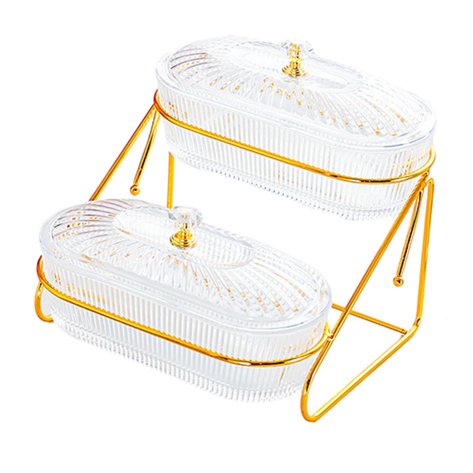 Zambuph Dried Fruit Plates Serving Tray Stylish 2 Layer Organizer Enhances