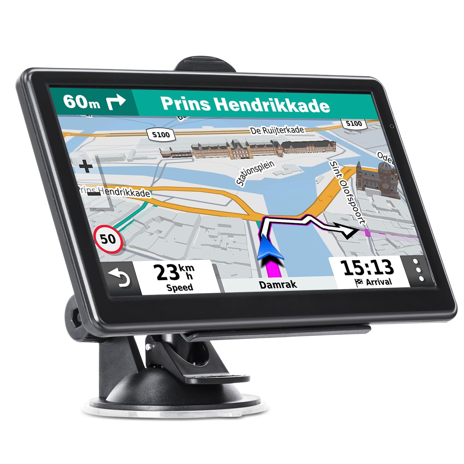 GIFEHU GPS Navigator for Car, Truck GPS 7 Inch Touch Screen, Latest 2024 Maps for Car GPS, RV GPS Support Voice Turn-by-Turn Guidance, Speed and Red Light Warning, Custom Truck Routing (Black)