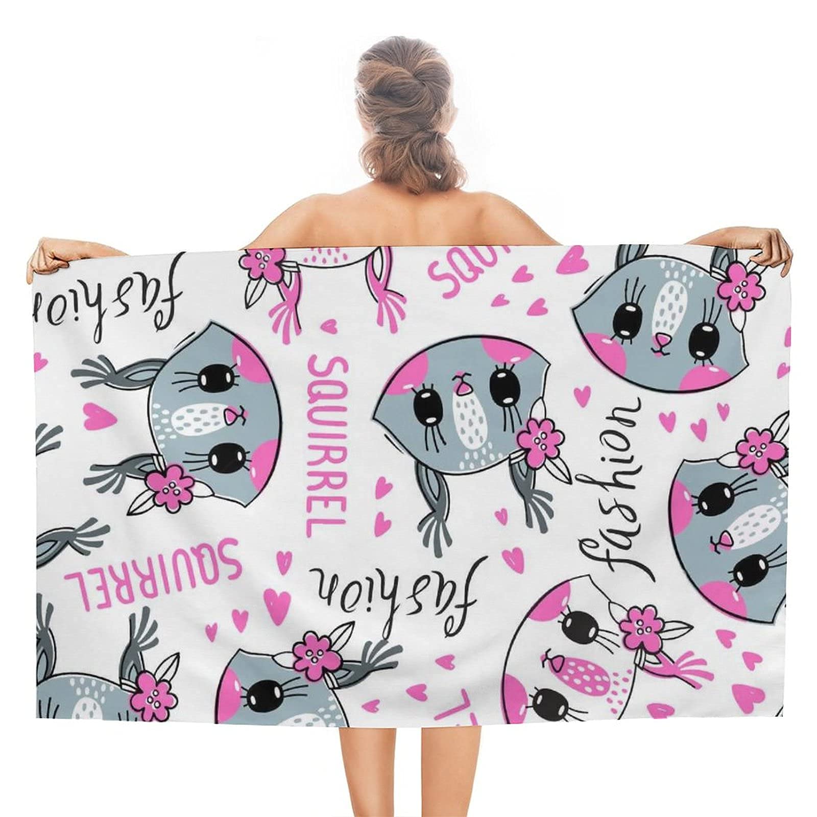 Lsjuee Squirrel Beach Towels Girls Sandproof Superfine Fiber Beach Towel Teen Girl tie dye for Camping Picnic SPA Swimming Beach Tropical Vacations Other Water Activities Hawaii 32INx52IN