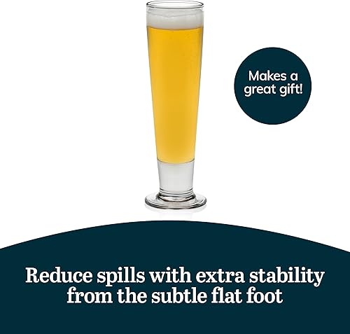 Miniatura 5 de Libbey Stockholm Pilsner - Juego de 4 vasos de cerveza de 14.5 onzas, altos y delgados para Pilsner, Kolsch, Lager y más, juego de regalo único