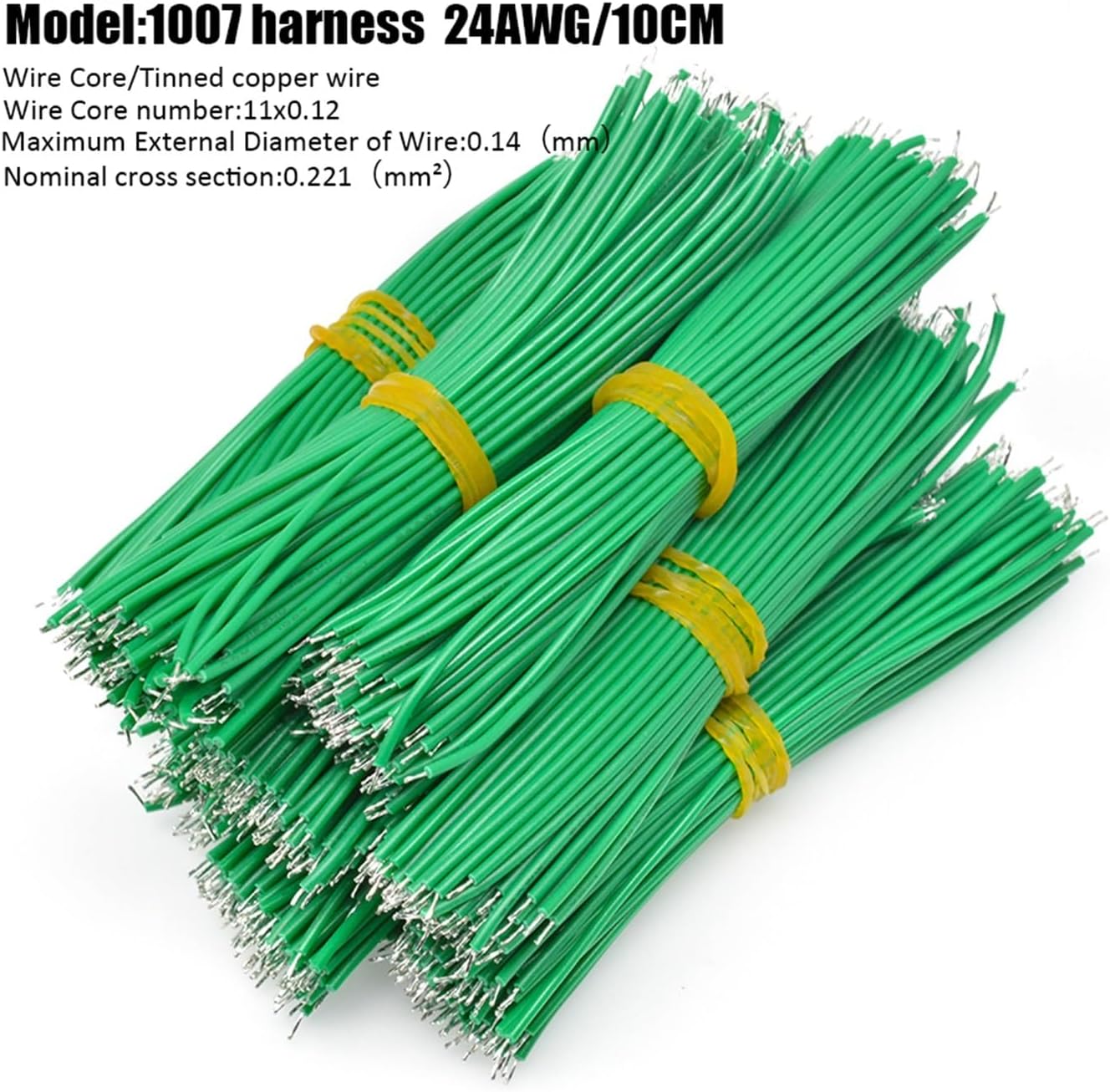 Multi-Conductor Cable Outdoor Landscape Wire, 100PCS Tin Plated Breadboard Cable Solder Tin Conductor Wires 24AWG 10CM Fly Jumper Electrical Wires 1007 24AWG(Yellow)