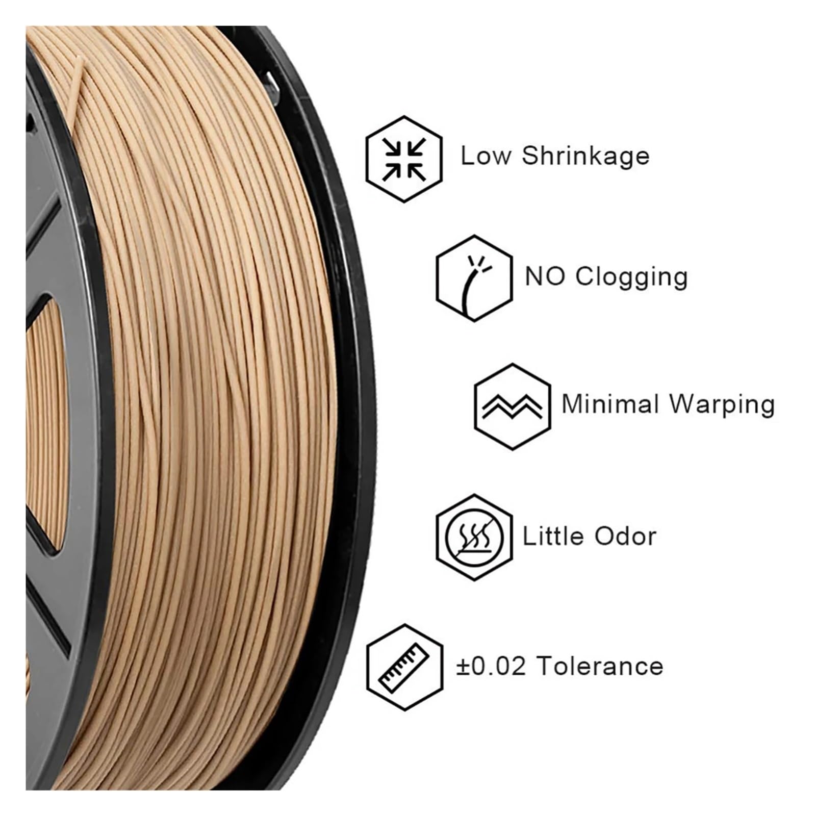 Filament do drukarki 3D 1,75 mm 1 kg filament do drukowania 3D, włókno drzewne, delikatny, bez pęcherzyków powietrza, niska kurczliwość