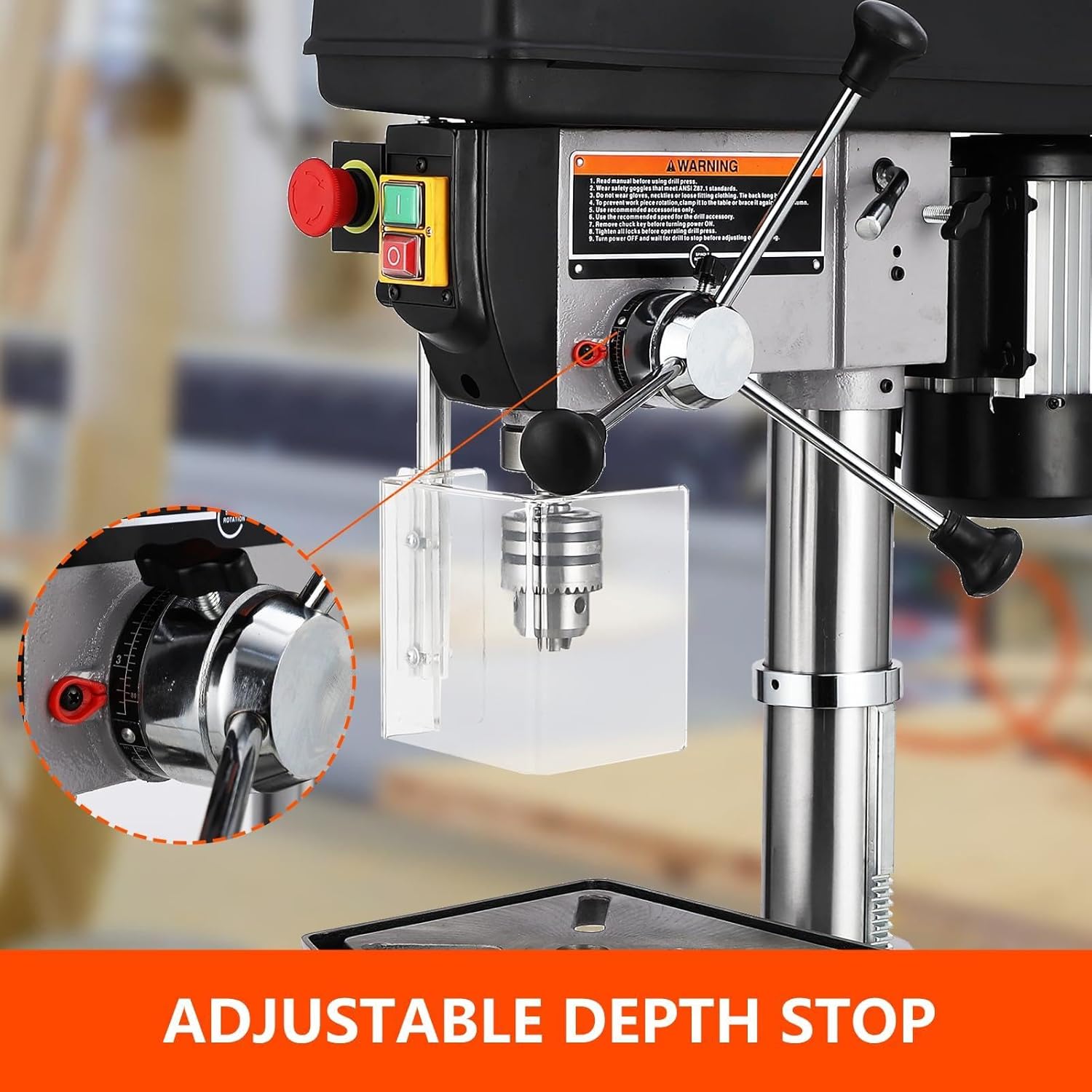 Powerful 13" Floor Drill Press with Variable Speed Control, 7.5A Pure Copper Motor, Heat Dissipation System - Ideal for Precise Drilling in Wood and Metal
