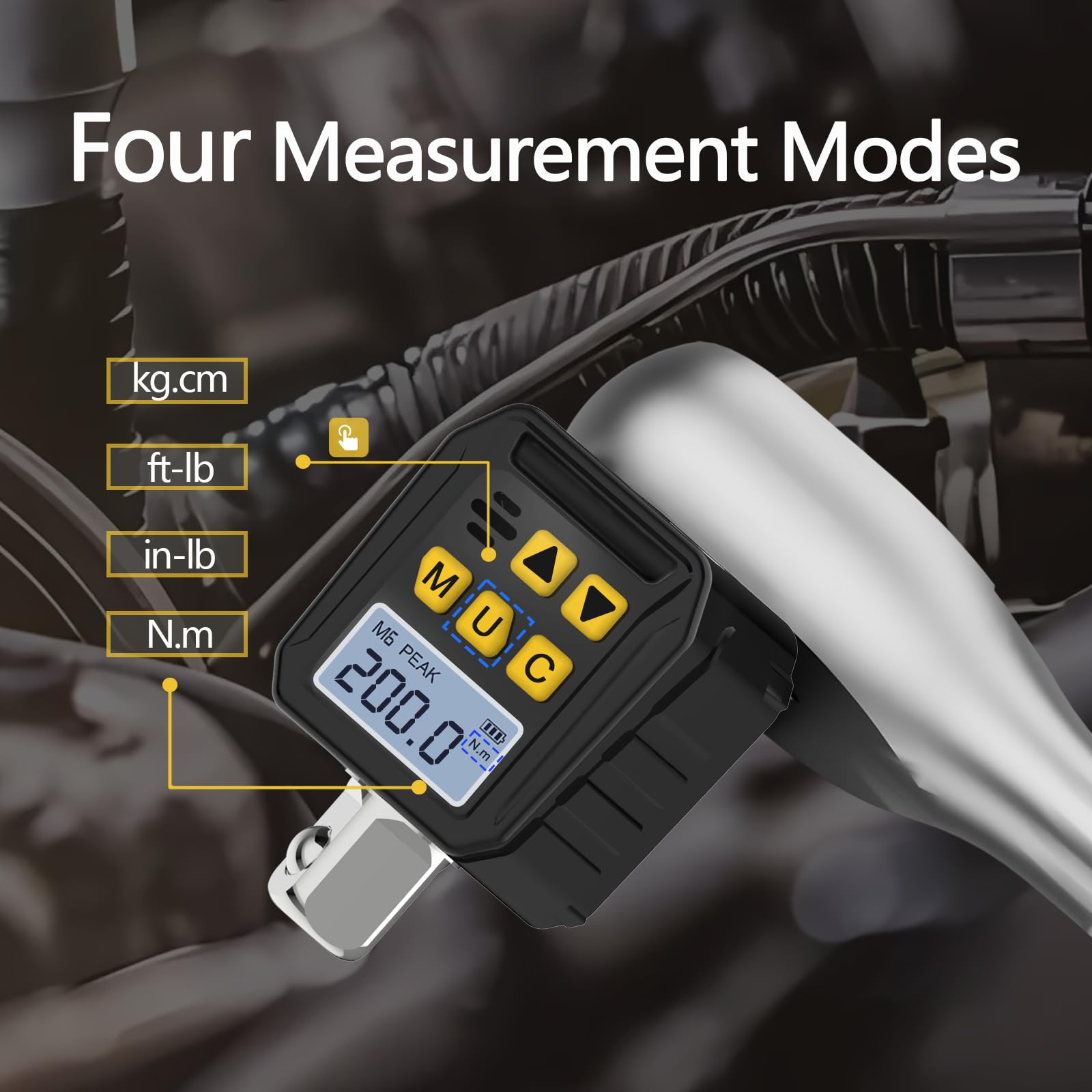 TAGVIT Digital Torque Adapter 1/2 Inch, 10-200 Nm Torque Wrench Car Digital with 3/8 Inch and 1/4 Inch Adapter, Buzzer - Image 2