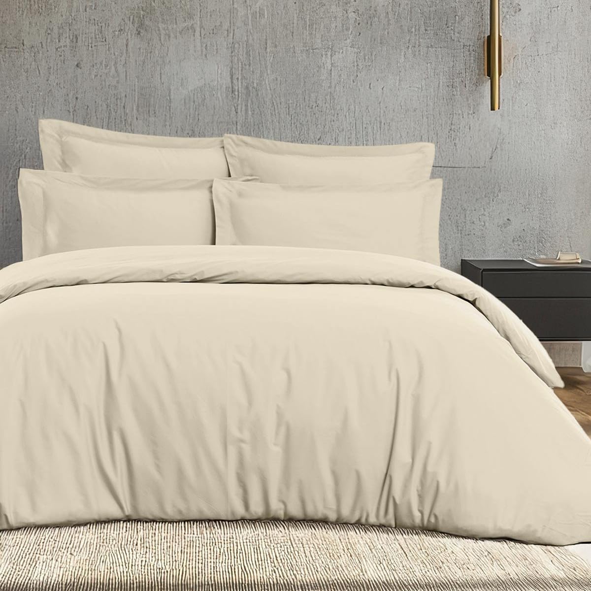 Housse de couette satin de coton anti-plis Versaluxe Sensei Maison unie 260x240 cm