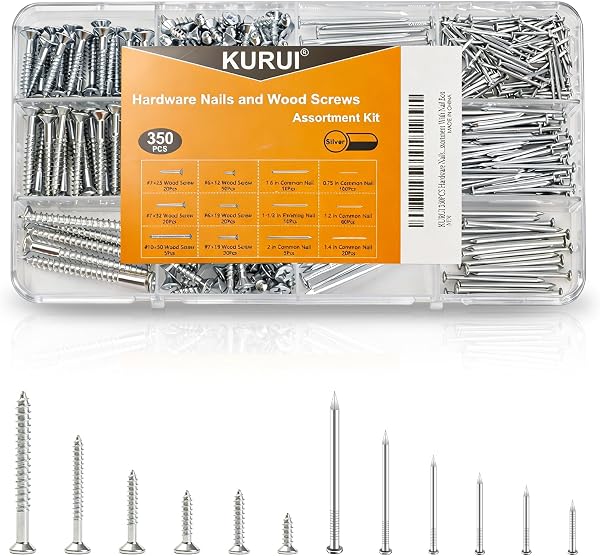 KURUI 350Pcs Picture Hanging Nails and Screws Kit: The Ultimate Ease-of-Use Solution for Wall Decor