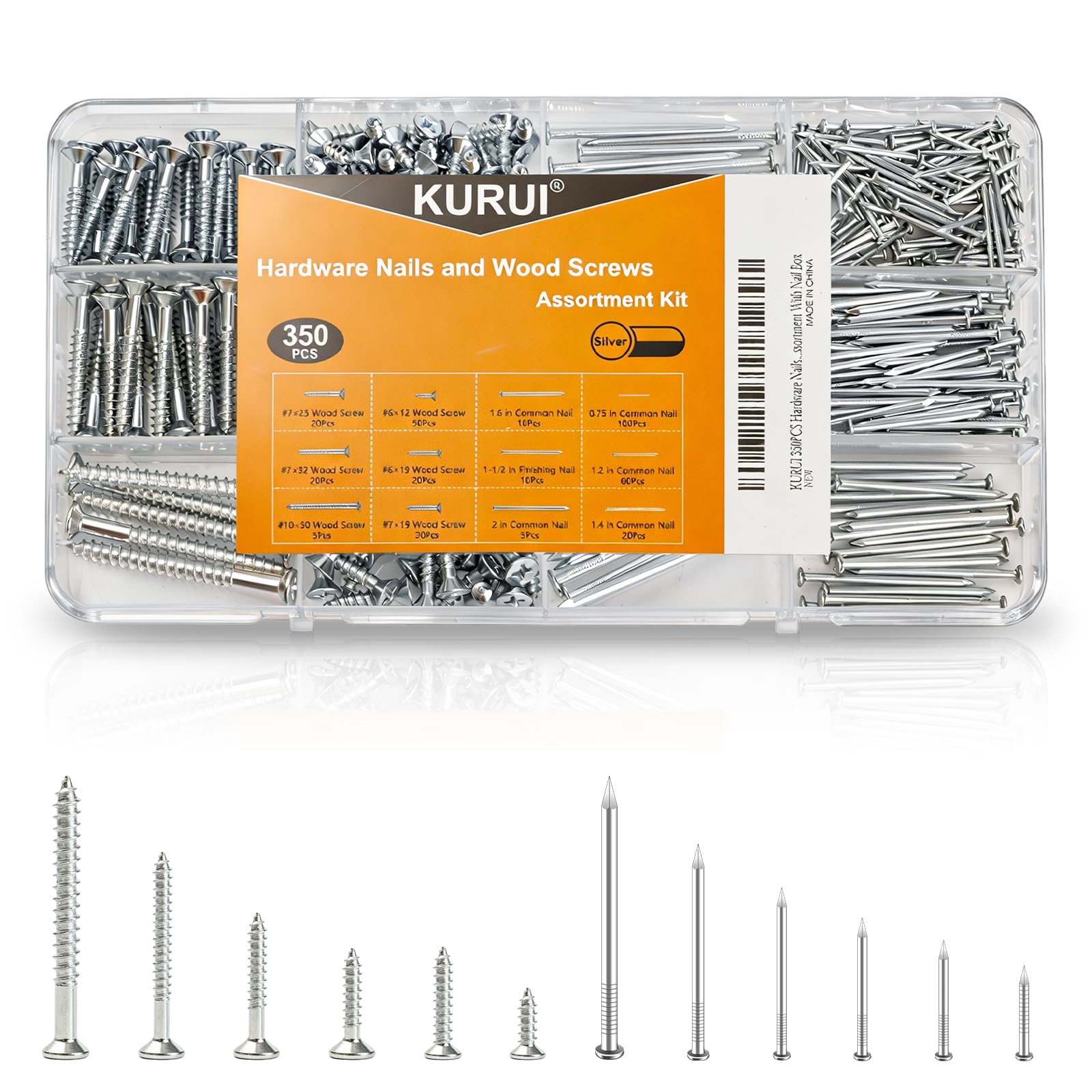 KURUI Picture Hanging Nails & Screws - 350 Piece Kit -1