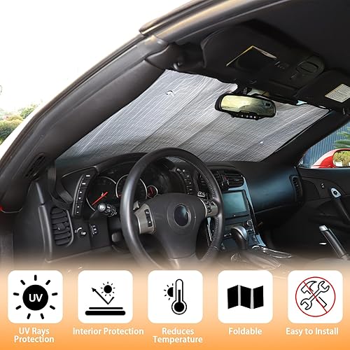 Miniatura 3 de Parasol para parabrisas compatible con Chevrolet Corvette C6 2005-2013, parasol plegable para ventana delantera, visera de protección solar