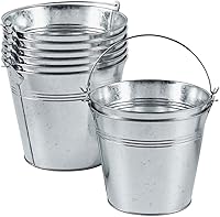 OBTANIM 8 Pack Rust-Proof Galvanized Metal Buckets with Handles - Perfect for Plants, Succulents, Party Favors, Classroom Storage & Rustic Decor (6x4.3 Inch)