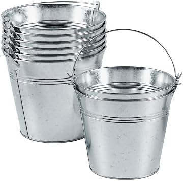 OBTANIM 8 Pack Galvanized Metal Buckets with Handle Ice Pails for Plants, Succulents, Party Favors Organizing, Rustic Home Decor or Classrooms Pencil Storage 6 x 4.3 inch