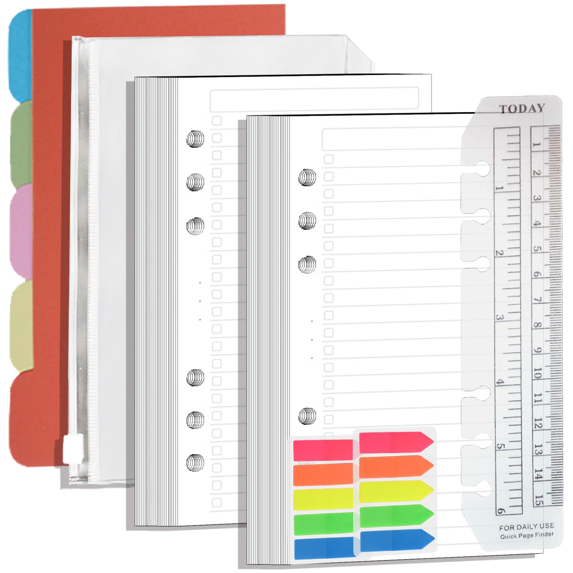 NEYSA 6 Holes Binder Refill Paper Kit for Filofax Personal Size, 120 Sheets