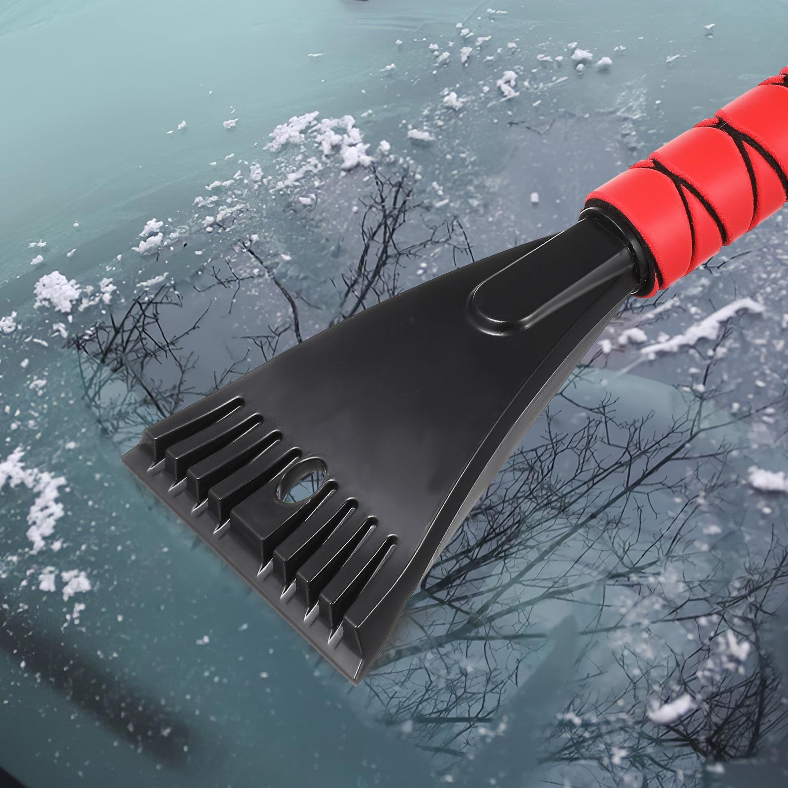 Housoutil 5 Pezzi Raschietto per Ghiaccio e Spazzola per Neve per Parabrezza Auto e Camion con Manico Ergonomico in Alluminio Leggero per Rimozione Ghiaccio e Neve in Inverno