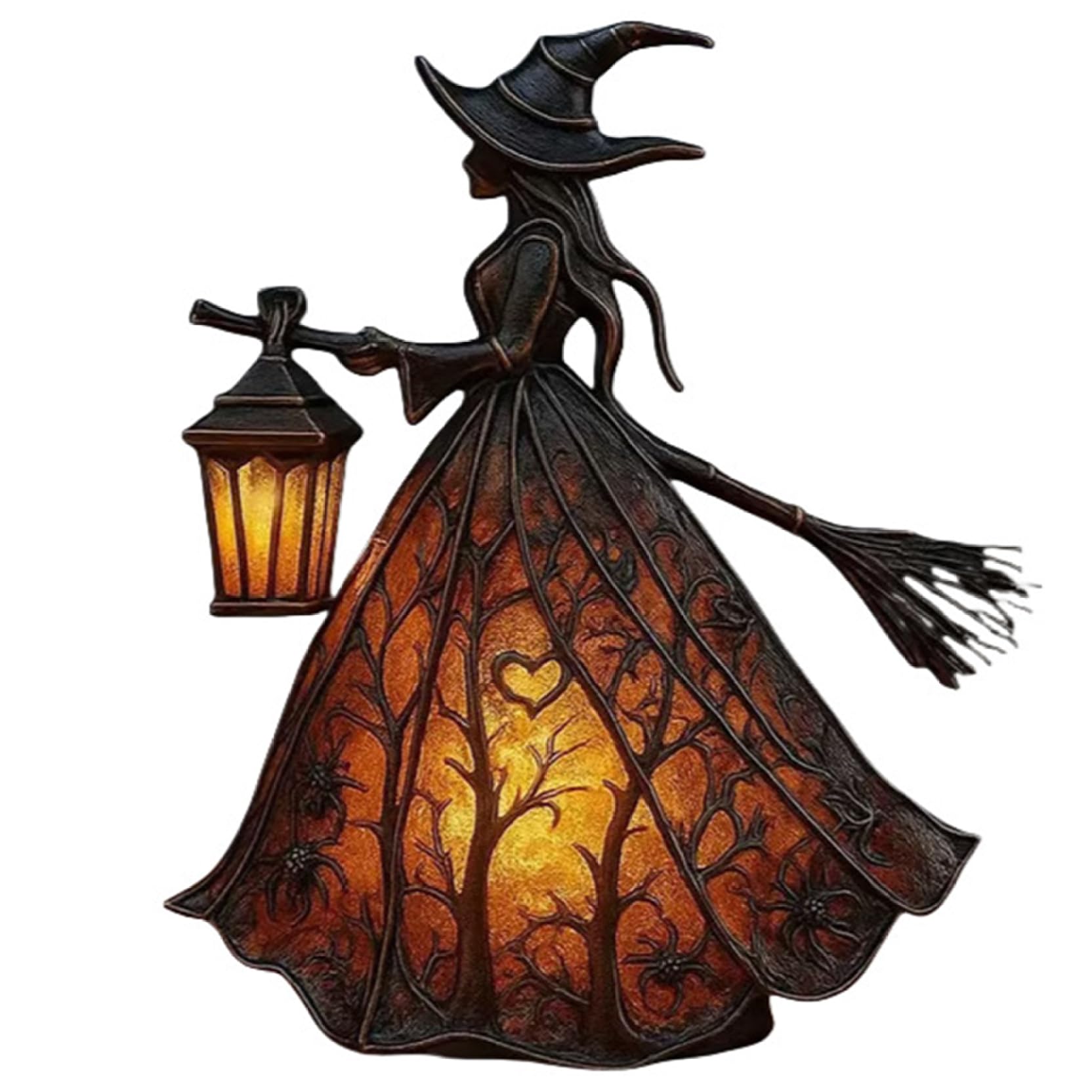 Goutdori Halloween Lamp Gothic Witch Statue Lamp Resin Halloween Witch Decor for Living Room Table Centerpieces 7.1x6.3x4.5 inch, Statue, Gothic, Decor