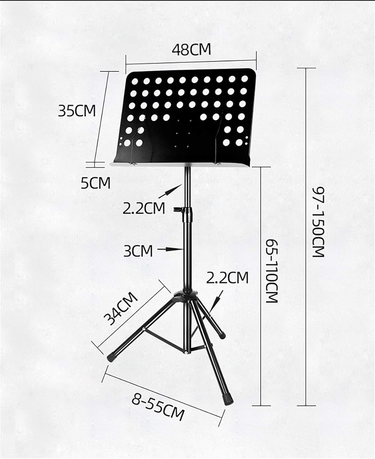1.5M Portable Foldable Full Metal Music Stand, Metal Violin Music Holder, for Various Musical Instruments to Read Music Practice and Performance(Package B)