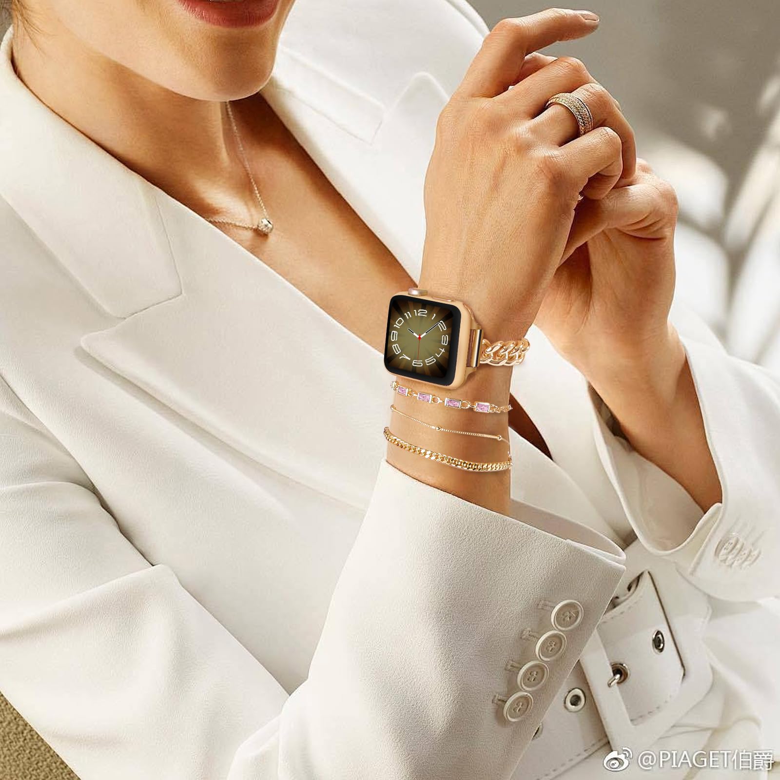 Bracciale sottile in oro per Apple Watch, 38-49 mm, da donna