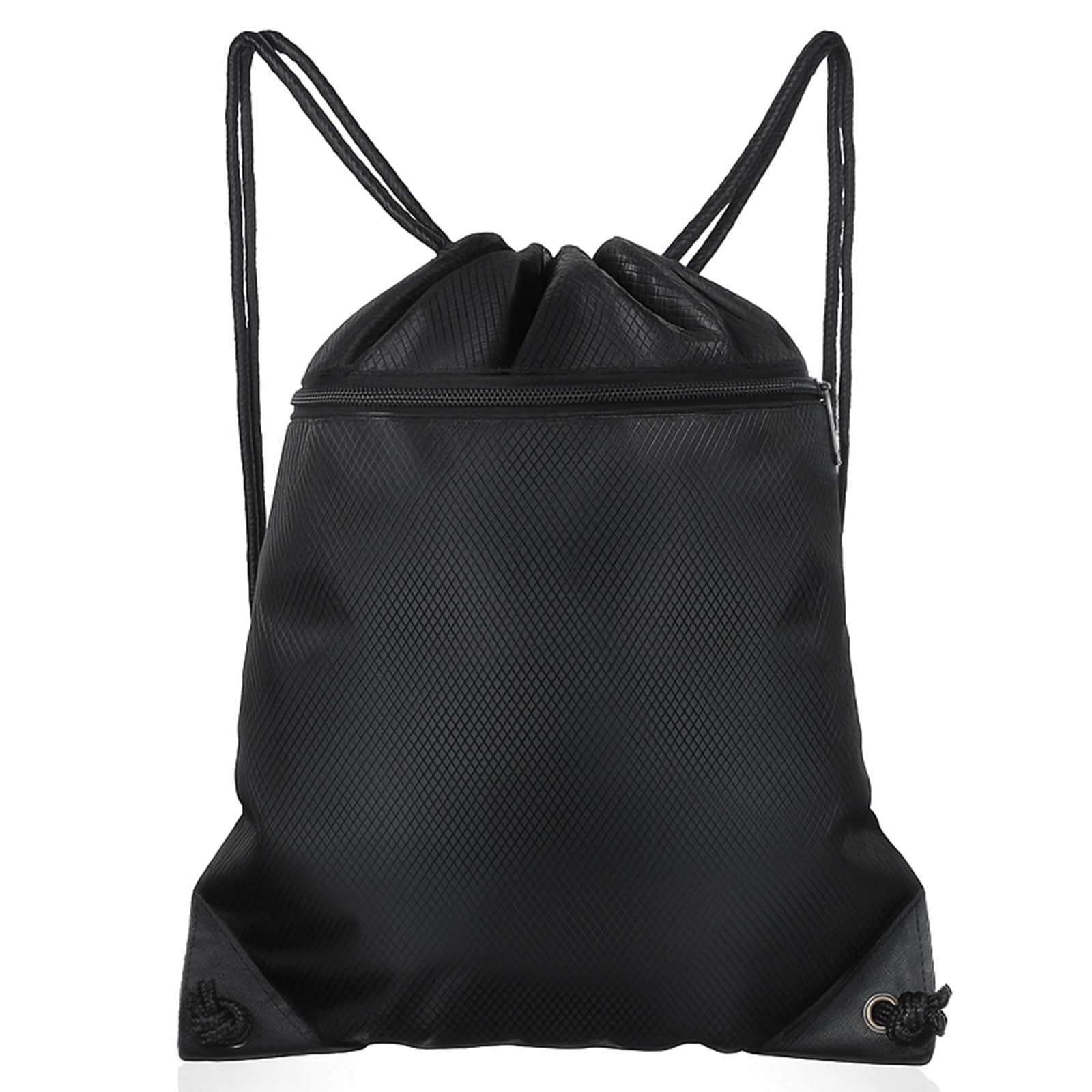 Black Drawstring Backpack Bag Draw String Back Bag for Men Women, Lightweight Cinch Sack Sport Gym Backpack Bags for Beach Travel Yoga Swimming Outdoor Sports